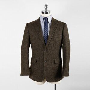 Tailorbyrd Tweed Herringbone England Moon Wool Sport Coat Blazer Brown Size 40R